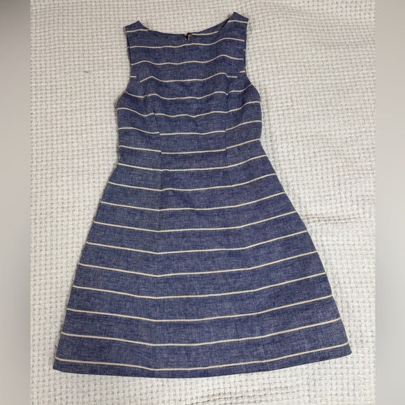 Alice & Olivia Women’s Lindsey Stripe Dress Fit & Flare A-Line Zipper Lined Blue - Picture 1 of 10